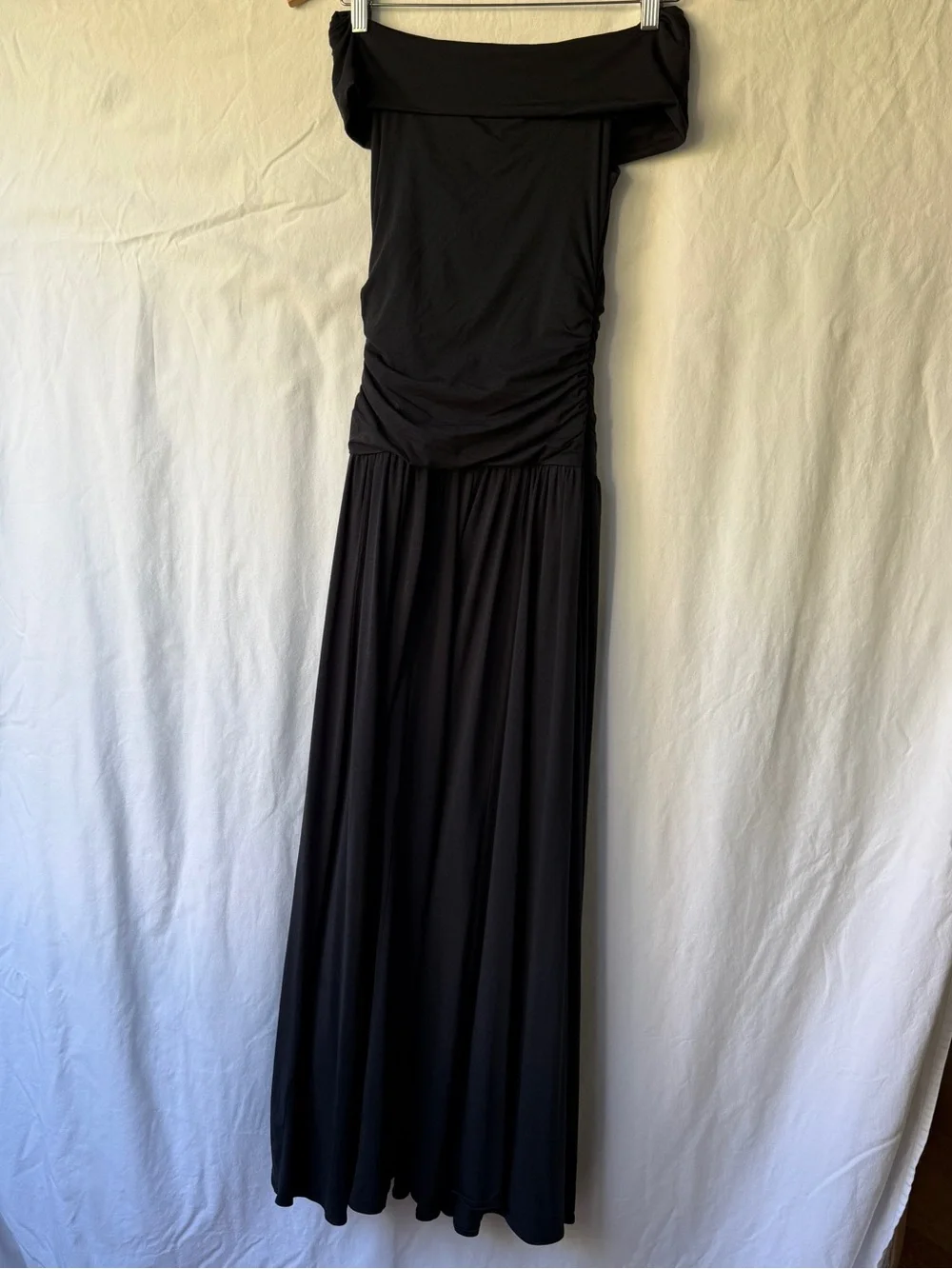 Abercrombie & Fitch Black Off-Shoulder Maxi Dress